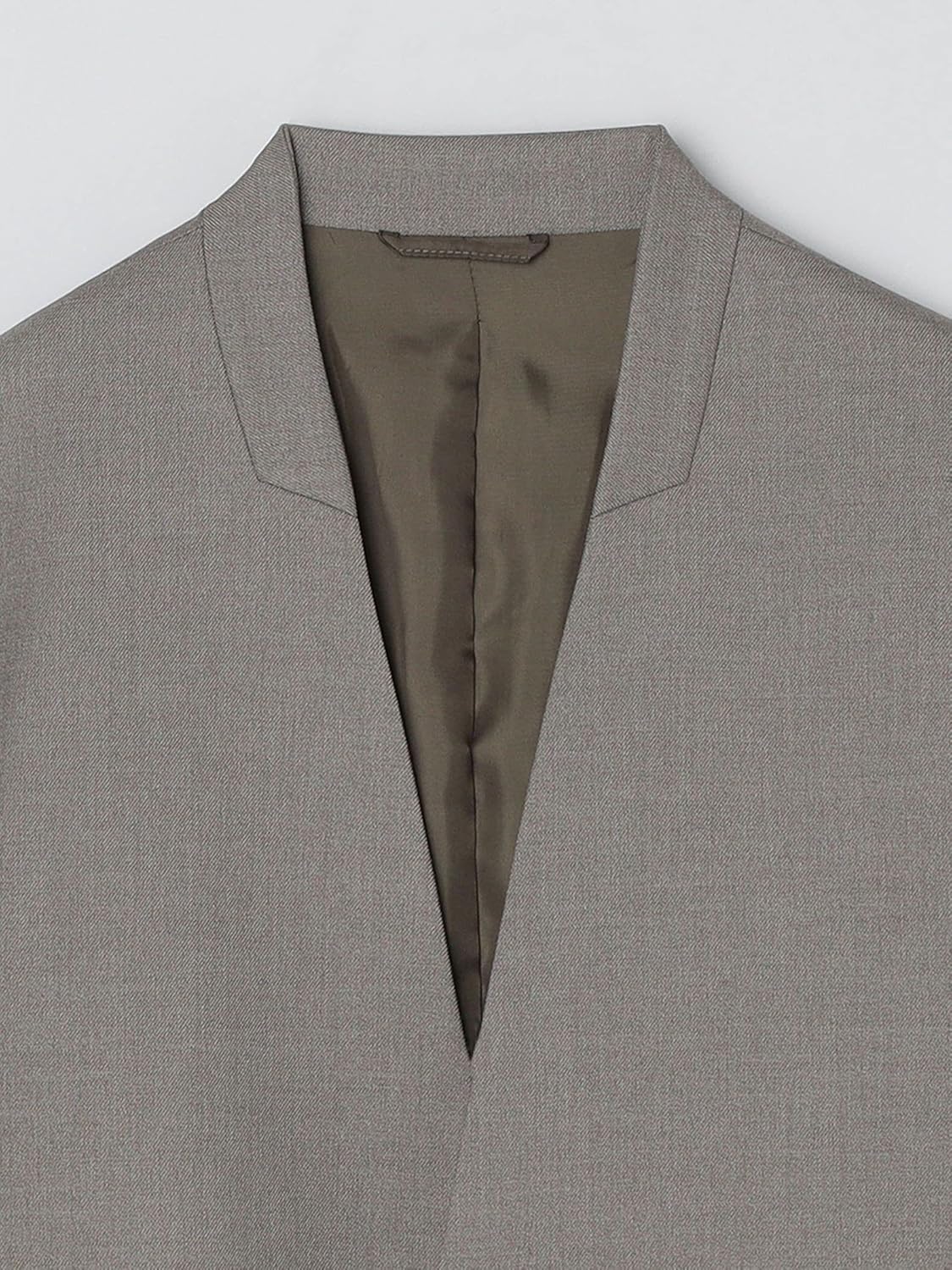 SHIPS 【新品】薄手ウールノーカラージャケット グレージュ SHIPS